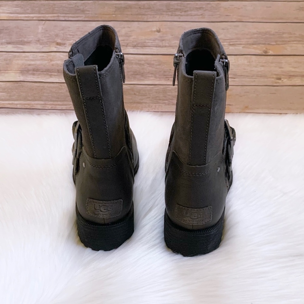 UGG Wilde Slate Waterproof Leather Moto Boots - Picture 5 of 8